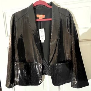 Women’s New with Tags, brand Joe Fresh / black sequined crop blazer/ size 12